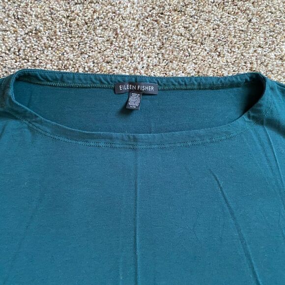 Eileen Fisher Stretchy Jersey Knit Dress Dark Teal Blue Womens Size Large - Picture 8 of 10